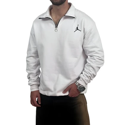 دورس مردانه یقه نیم زیپ سفید مشکی مدل جردن