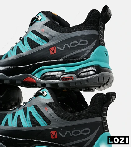 کفش کتانی مردانه و زنانه مشکی طوسی آبی Salomon Waterproof V.2 مدل 6718