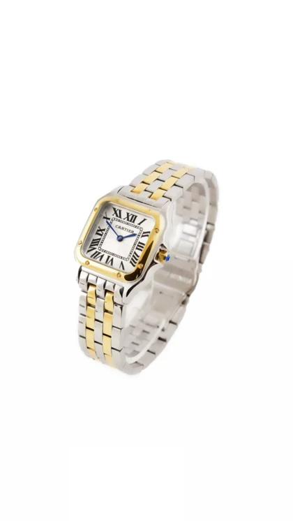 ساعت کارتیر پنتر زنانه دورنگ طلایی صفحه سفید Cartier panthere