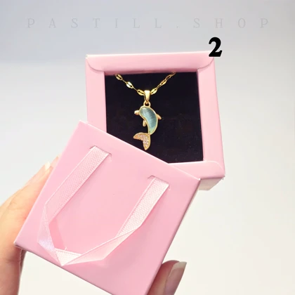 گردنبند دلفین سنگ و نگین استیل همراه باکس