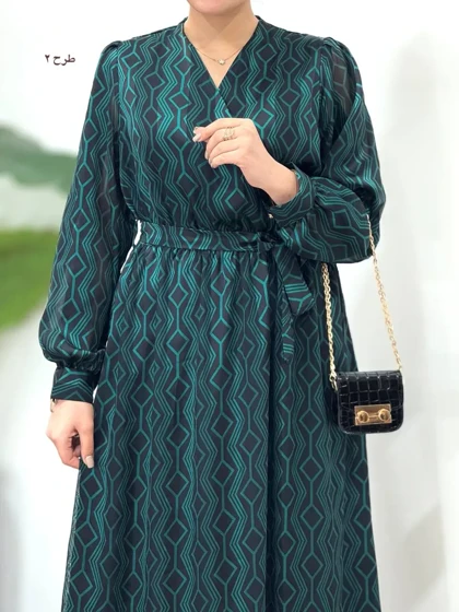 پیراهن بلند حریر آستردار آوا کد 4397