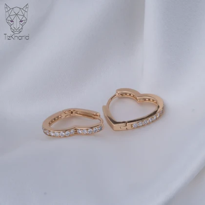 گوشواره ژوپینگ مدل قلبی نگین‌دار