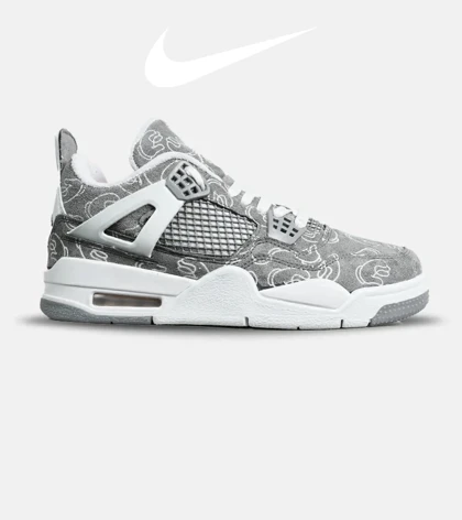 کفش کتانی ساق‌دار مردانه و زنانه طوسی Jordan 4 x Kaws مدل 6888