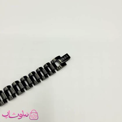 دستبند مردانه زنانه استیل طرح رولکس مشکی