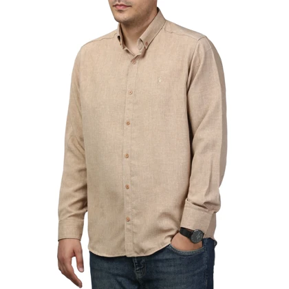 پیراهن آستین بلند لینن مردانه برند مد مدل 1410595