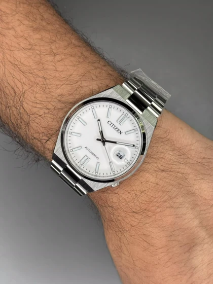 ساعت مچی سیتیزن سویوسا اتوماتیک بند سیلور صفحه سفید Citizen Tsuyosa