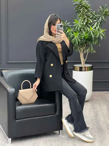 مانتو جلو باز چهاردکمه طلایی