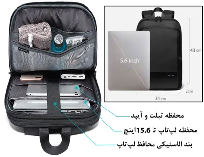 کیف کوله پشتی لپ تاپ 15.6 اینچی اورجینال بنج BANGE 77115