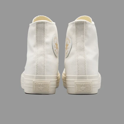 کانورس پلتفرم سفید طلایی ساق‌دار Converse Platform White Gold Hightop