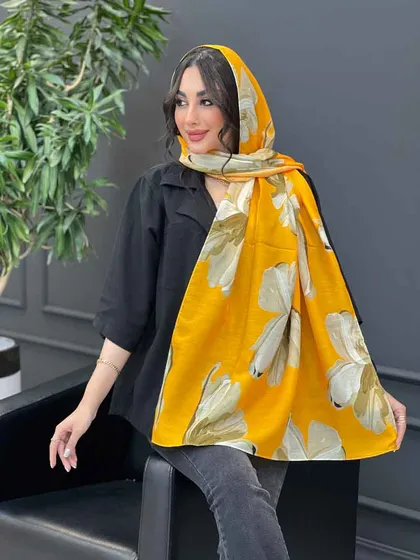 شال حریر نخ طرح گل