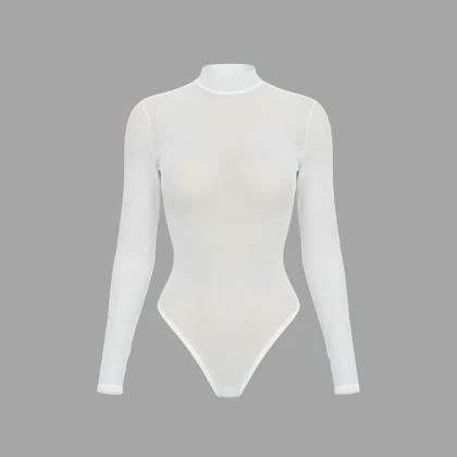 بادی حریر شیشه ای یقه سه سانت سفید کشی