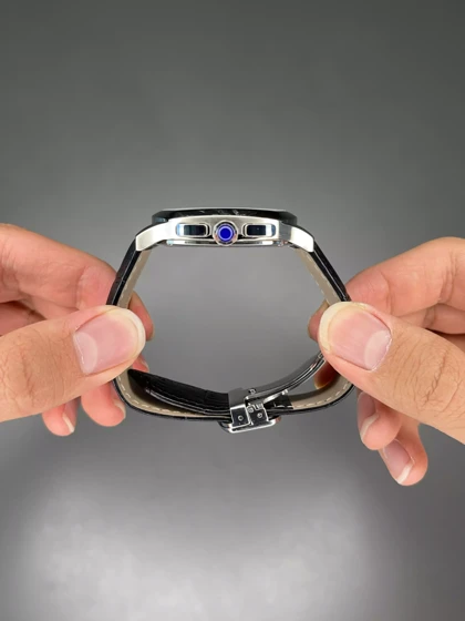 ساعت مچی کارتیه کورنوگراف بند چرمی مشکی صفحه سبز Cartier