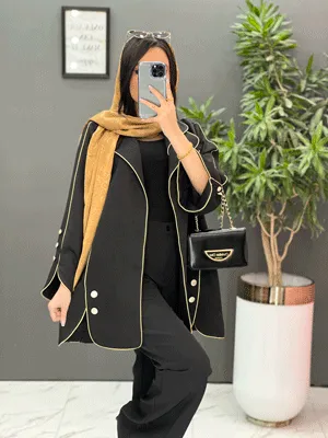 مانتو ژاکارد بغل دکمه