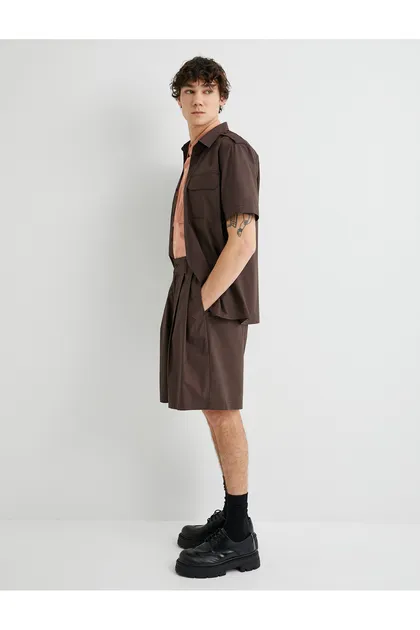 شلوارک پارچه ای جیب پلیسه‌دار با جزئیات 4SAM40179HW