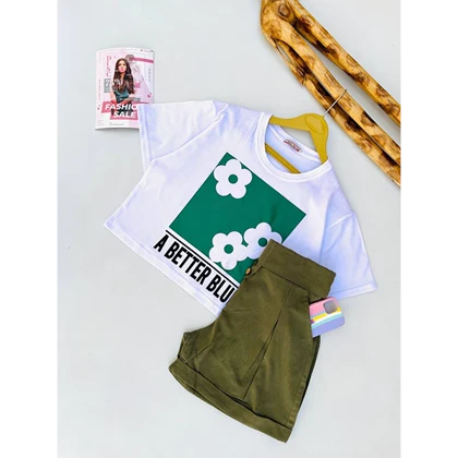 ست کراپ و شلوارک لینن