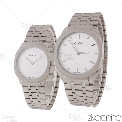 ست ساعت گوچی نقره ای صفحه سفید 105743