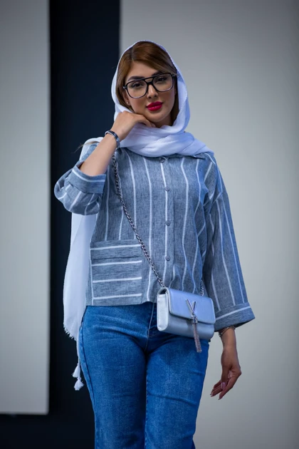 مانتو پیراهنی کراپ استرایپ