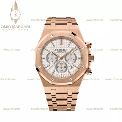 ساعت مچی اودمار پیگه کورنوگراف بند رزگلد صفحه سفید Audemars Piguet