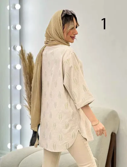 مانتو لینن نچرال آستین دوبل