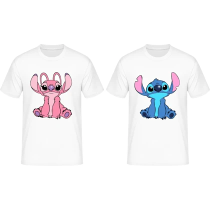 ست تیشرت دو نفره کاپلی طرح استیچ stich کد 2