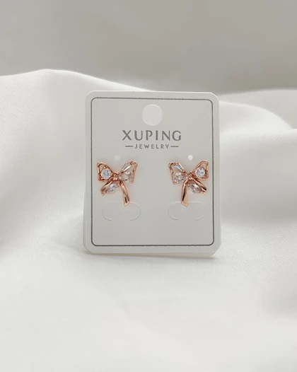 گوشواره میخی پاپیون نگین‌دار ژوپینگ