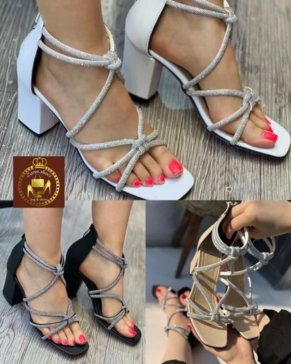 کفش صندل نگینی مجلسی زنانه مدل گره