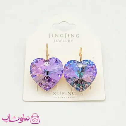 گوشواره ژوپینگ با کریستال سواروسکی بنفش آبی