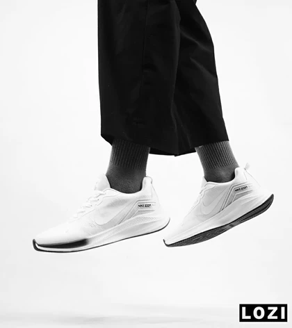 کفش کتانی بزرگ پا سفید مشکی Nike air zoom
