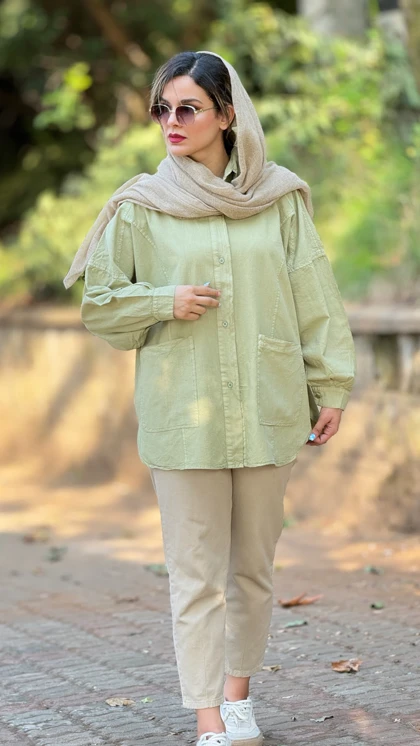 مانتو لینن جیب پایین