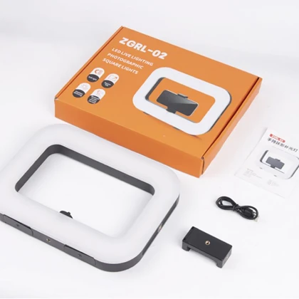 چراغ رینگ لایت مربعی مدل ZGRL-02 با هولدر موبایل