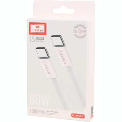 کابل دو سر تایپ سی ارلدام مدل EC-196C-C توان 60 وات 1 متر