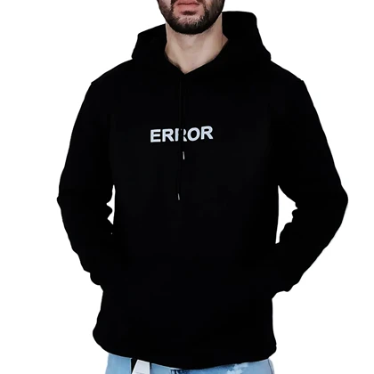 هودی مردانه سفید مشکی طرح ERROR 404