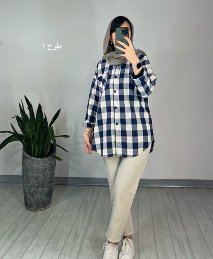 مانتو چهارخونه پنبه 1