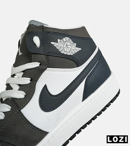 کفش کتانی مردانه و زنانه ساق‌دار سفید سرمه ای طوسی NIKE jordan 1 مدل 8285