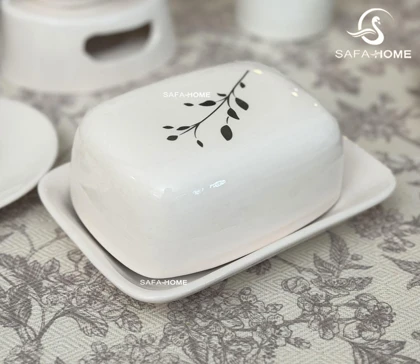 سرویس صبحانه خوری دوژان طرح برگ نقره‌ای 25 پارچه