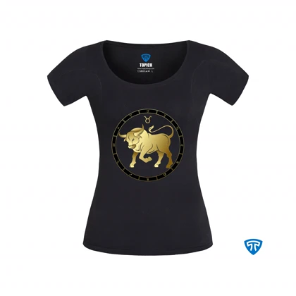 تیشرت ضدتعریق زنانه مشکی نماد متولدین اردیبهشت ماه