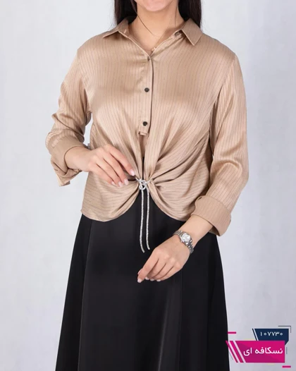 نیم‌تنه ساتن راه راه جلو گره‌ای DIANA