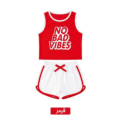 ست کراپ شورتک مدل NO BAD VIBES فری سایز کد 295449