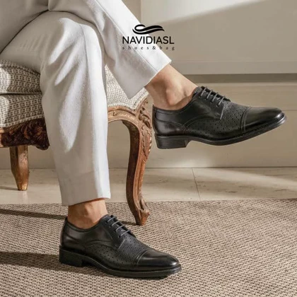 کفش مردانه چرم مجلسی تابستانی کد 7068025