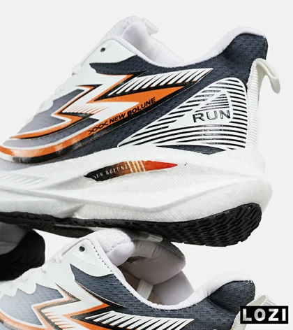 کفش کتانی مردانه و زنانه سفید طوسی نارنجی GENERIC All Run مدل 7211