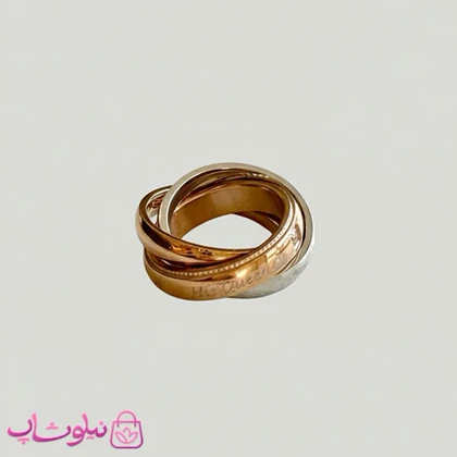 پلاک زنانه طرح سه حلقه درهم مدل his queen نقره ای رزگلد کد 250