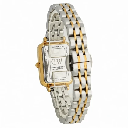 ساعت زنانه DW مدل DW-8927-L مستطیلی دورنگ طلایی با صفحه سبز