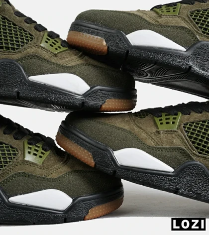 کتانی ساق‌دار زنانه و مردانه سبز Nike air jordan 4 مدل 7305