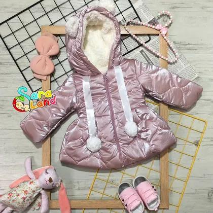 کاپشن شمعی نوزاد دخترانه داخل خز کالباسی