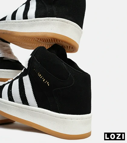 کفش کتانی نیم ساق مردانه و زنانه مشکی سفید ADIDAS Campus