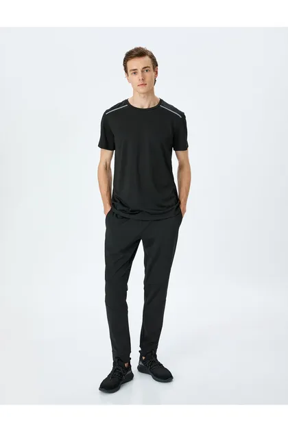 شلوار ورزشی Jogger با جزئیات دوخت و دور کمر توری 5SAM40012NK