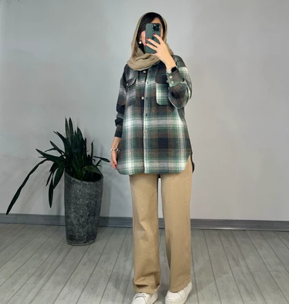 مانتو چهارخونه گلبرگ 1