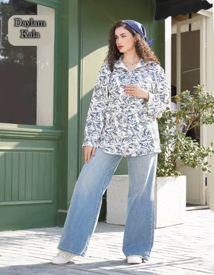 شومیز زنانه طرح قجری شیک پارچه کبریتی فری سایز 40 تا 50 چهار رنگ ترند کد 381