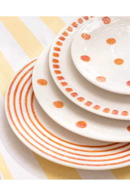 سرویس 6 نفره Madame Coco مدل Faisceau Bone China - نارنجی/سفید