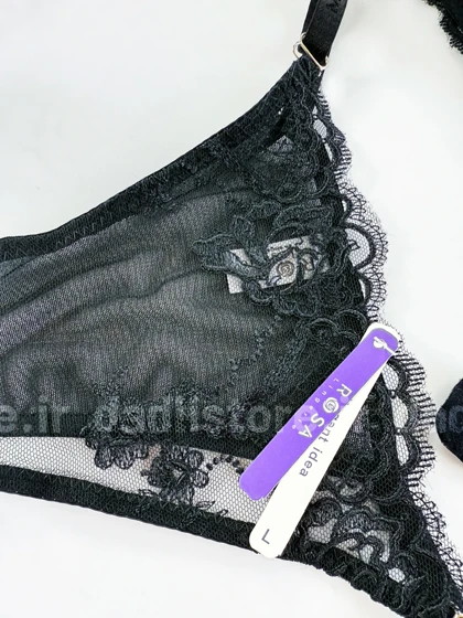 ست شورت و سوتین فنر دار تور مشکی